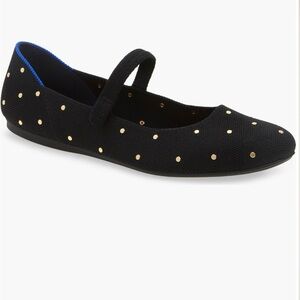 Rothy's Black Mary Jane Flats with Gold Detail